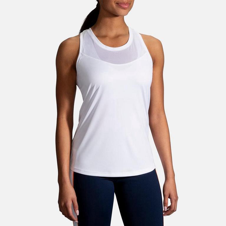 Brooks Women's STEALTH Running Tank Top - White - Canada (SIVGP-5671)